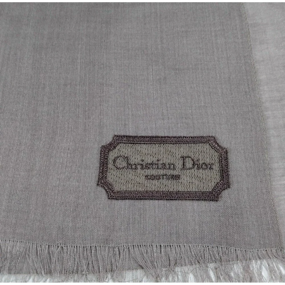 Christian Dior Couture Silk Cashmere Wool Scarf Shawl Gray NWT Italy/98